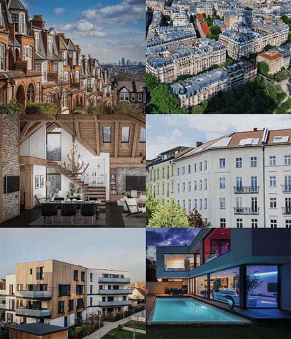 collage of images representing various European markets